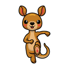 Obraz na płótnie Canvas Cute little kangaroo cartoon walking