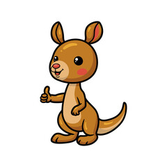 Obraz na płótnie Canvas Cute little kangaroo cartoon giving thumb up