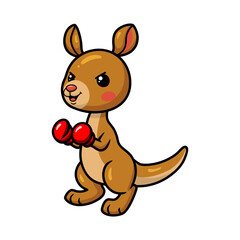Cute little boxer kangaroo cartoon