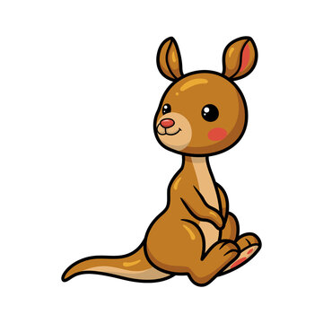 Cute little kangaroo cartoon sitting