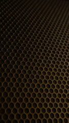 The speaker surface mesh is golden brown. Focus selected