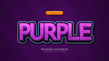 purple cartoon 3d text style effect template