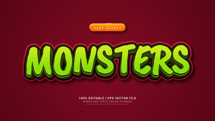 monsters 3d text style effect template