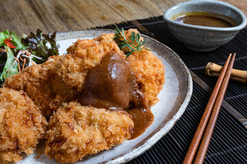 Tonkatsu or deep fried pork, a traditional Japanese dish.