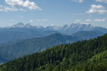 Fototapeta na wymiar Panorama of Triglav National Park with Triglav mountain, Slovenia
