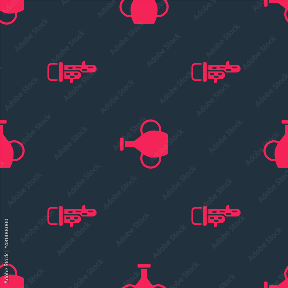 Poster set cactus peyote in pot and vase on seamless pattern. vector