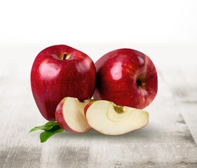 Tasty fresh ripe apple fruit on the desk