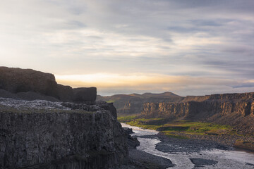 Sunset at Canyon near Dettifoss in Iceland