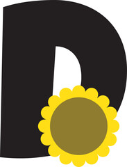 Alphabet sunflower monogram, Capital letter D
