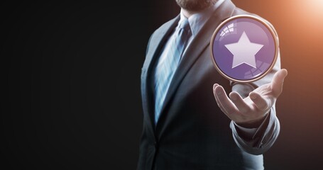 Success in Business or Personal Talent Concept. Young Employee Holding a Star