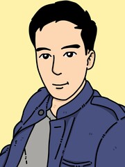 cute man cartoon on yellow background