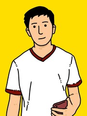 cute man cartoon on yellow background