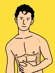 cute man cartoon on yellow background