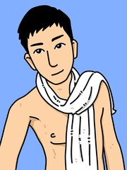 Fototapeta premium cute man cartoon on blue background