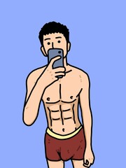 Fototapeta premium cute man cartoon on blue background