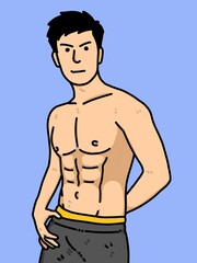 Fototapeta premium cute man cartoon on blue background