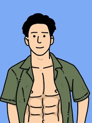 cute man cartoon on blue background