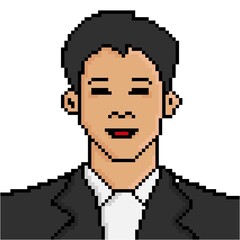 Pixel art style man business character illustration
