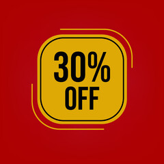 tag offer 30%off discount, yellow and red,black friday, thirty percent off.