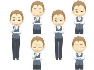 [Worry A] Caucasian Man Vest short hair front