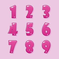 UI design. Number buttons for games and apps. Vector cartoon icons.
