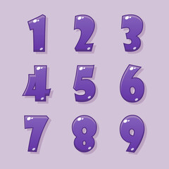 UI design. Number buttons for games and apps. Vector cartoon icons.