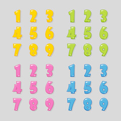 UI design. Number buttons for games and apps. Vector cartoon icons.