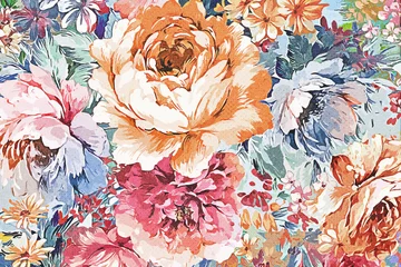 Möbelaufkleber Abstract elegant rose peony flower bouquet illustration © yang