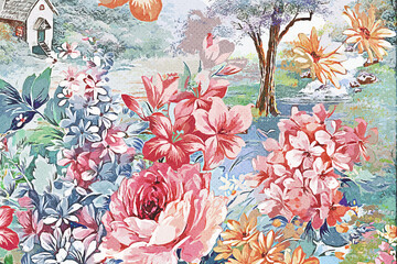 Abstract elegant rose peony flower bouquet illustration