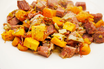 Corned Beef Hash with Sweet Potato and Carrots