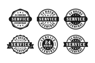 Fototapeta na wymiar 24 Hours service everyday badge design stamp collection