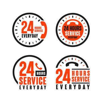 24 Hours service everyday design logo collection