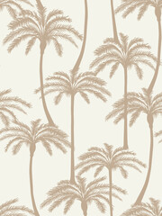 Palm tree pattern in earthy colors. Vector seamless pattern - 481497606