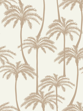 Palm tree pattern in earthy colors. Vector seamless pattern