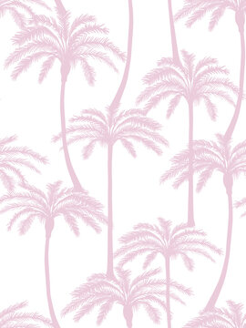 Pink palm tree pattern. Vector seamless pattern.