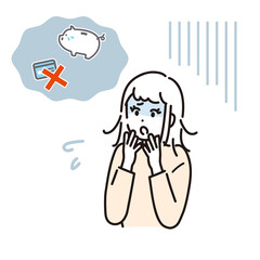 金欠に悩んでいる女性のイラスト素材