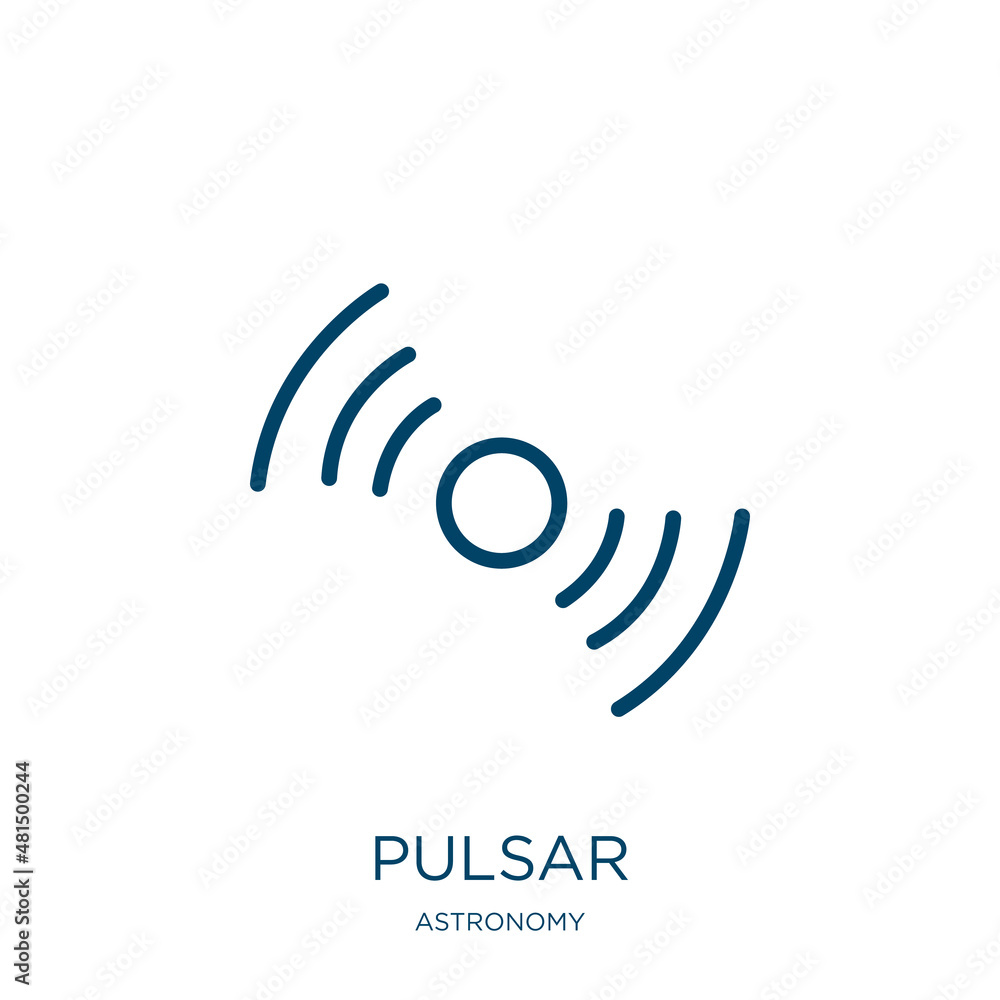 Poster pulsar icon from astronomy collection. thin linear pulsar, space, planet outline icon isolated on wh