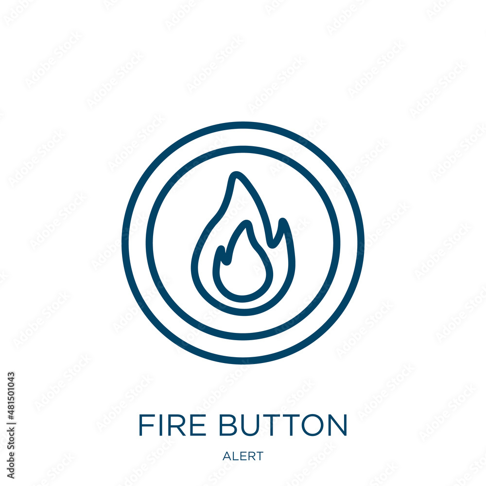Aufkleber fire button icon from alert collection. thin linear fire button, button, fire outline icon isolated 