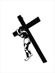 Jesus Christ carrying the cross Vector illustration