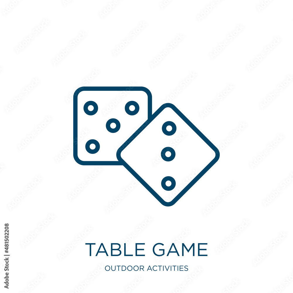 Poster table game icon from outdoor activities collection. thin linear table game, leisure, game outline ic