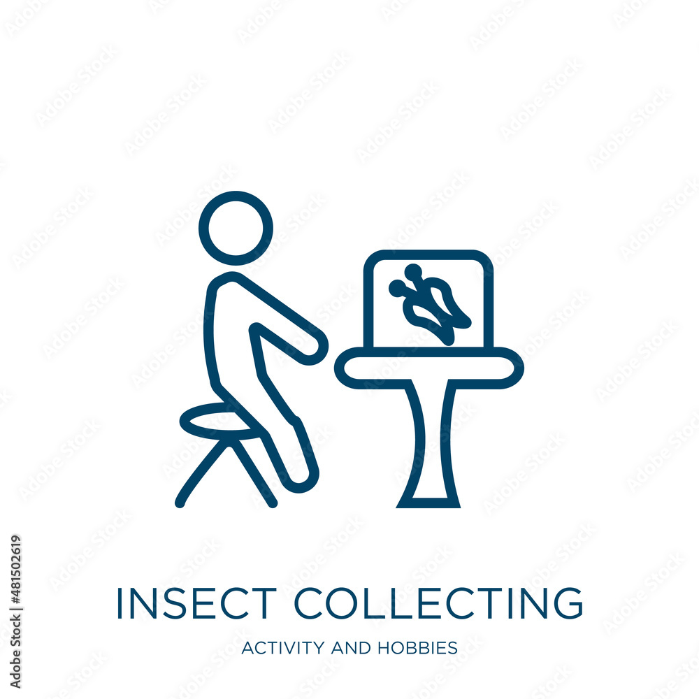 Poster insect collecting icon from activity and hobbies collection. thin linear insect collecting, insect, 