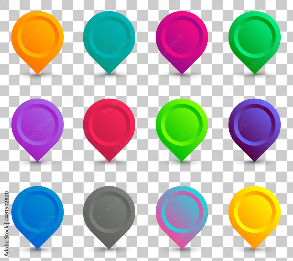 Poster set of colorful map pointer. map pins, markers. location icons for map. vector illustration. eps - 1