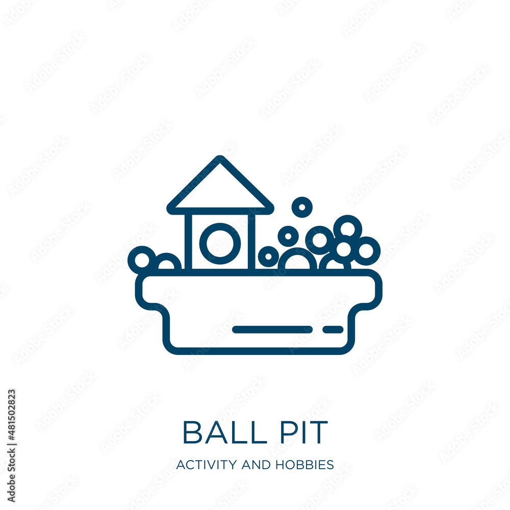 Poster ball pit icon from activity and hobbies collection. thin linear ball pit, play, game outline icon is