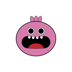 Scared onion. Cartoon character. Violet sign. Panic attack. Food symbol. Creative art. Vector illustration. Stock image.