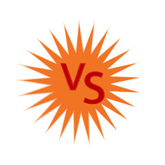 Versus icon. Orange abstract frame. VS sign. Creative logotype. Cartoon element. Vector illustration. Stock image. 