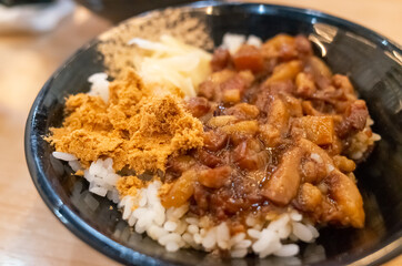 Taiwanese snacks of Chinese braised pork on rice