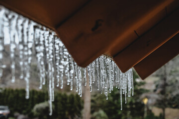 Icicles on a backyard swingset