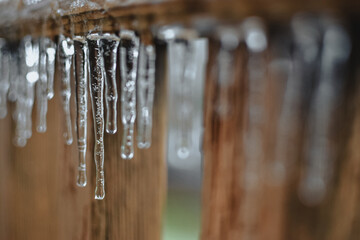 Icicles on porch railing