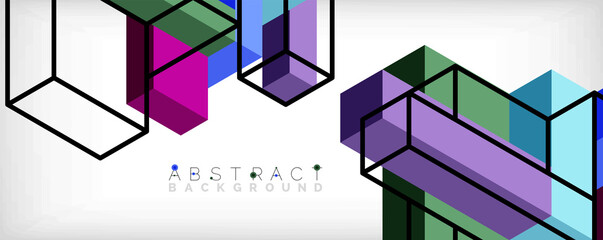 Abstract background. 3d cubes, cubic elements and blocks. Techno or business concept for wallpaper, banner, background, landing page