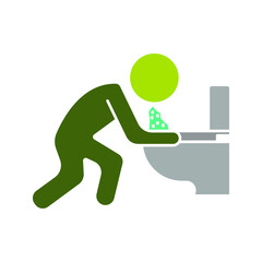 Vomit icon. Symptoms Virus Infection. Indigestion feel sick and Vomiting. vector illustration